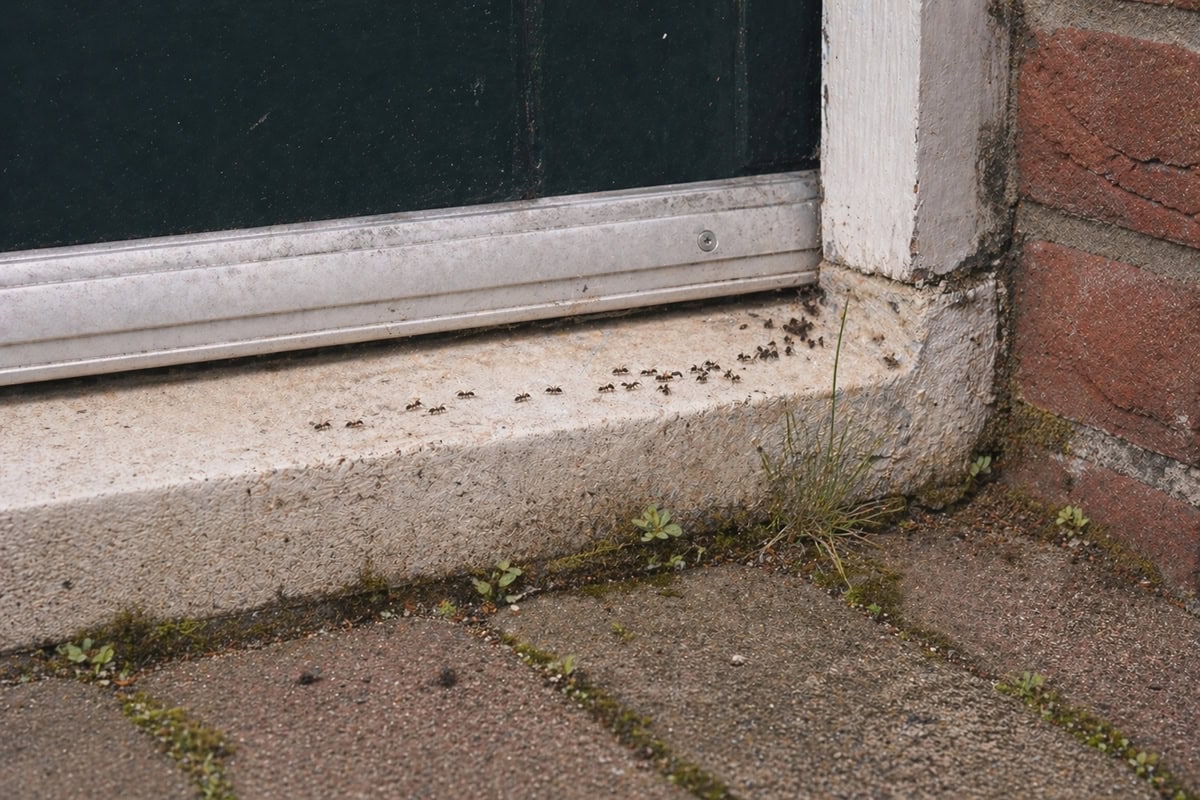 mieren op dorpel bij achterdeur